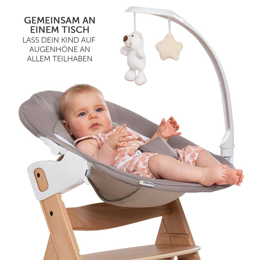 ab Neugeborene, Hauck Tisch (Set, Deluxe Sitzkissen, Beta - Hochstuhl Babystuhl Natur Holz 5 St), für Set Plus Aufsatz Geburt, Newborn