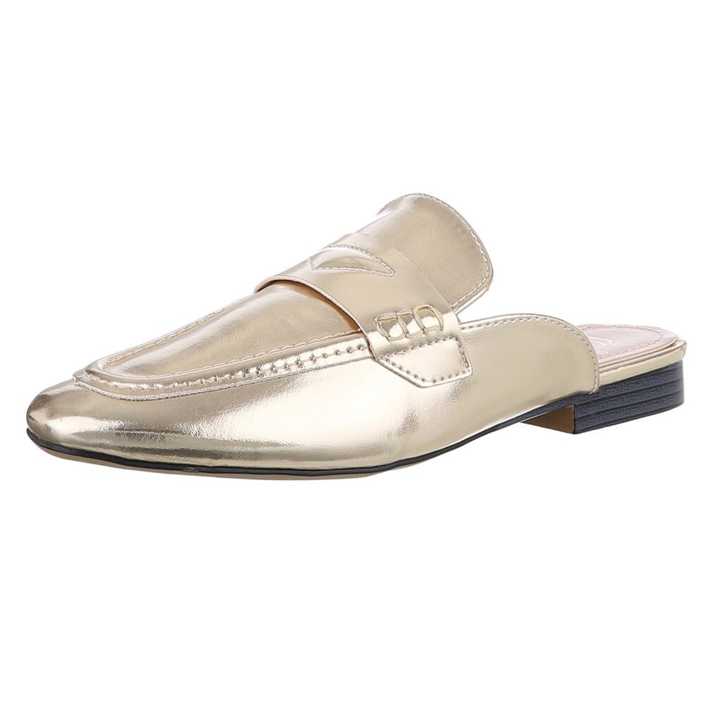 Ital-Design Damen Mules Freizeit Pantolette (88930374) Blockabsatz Pantoletten in Gold