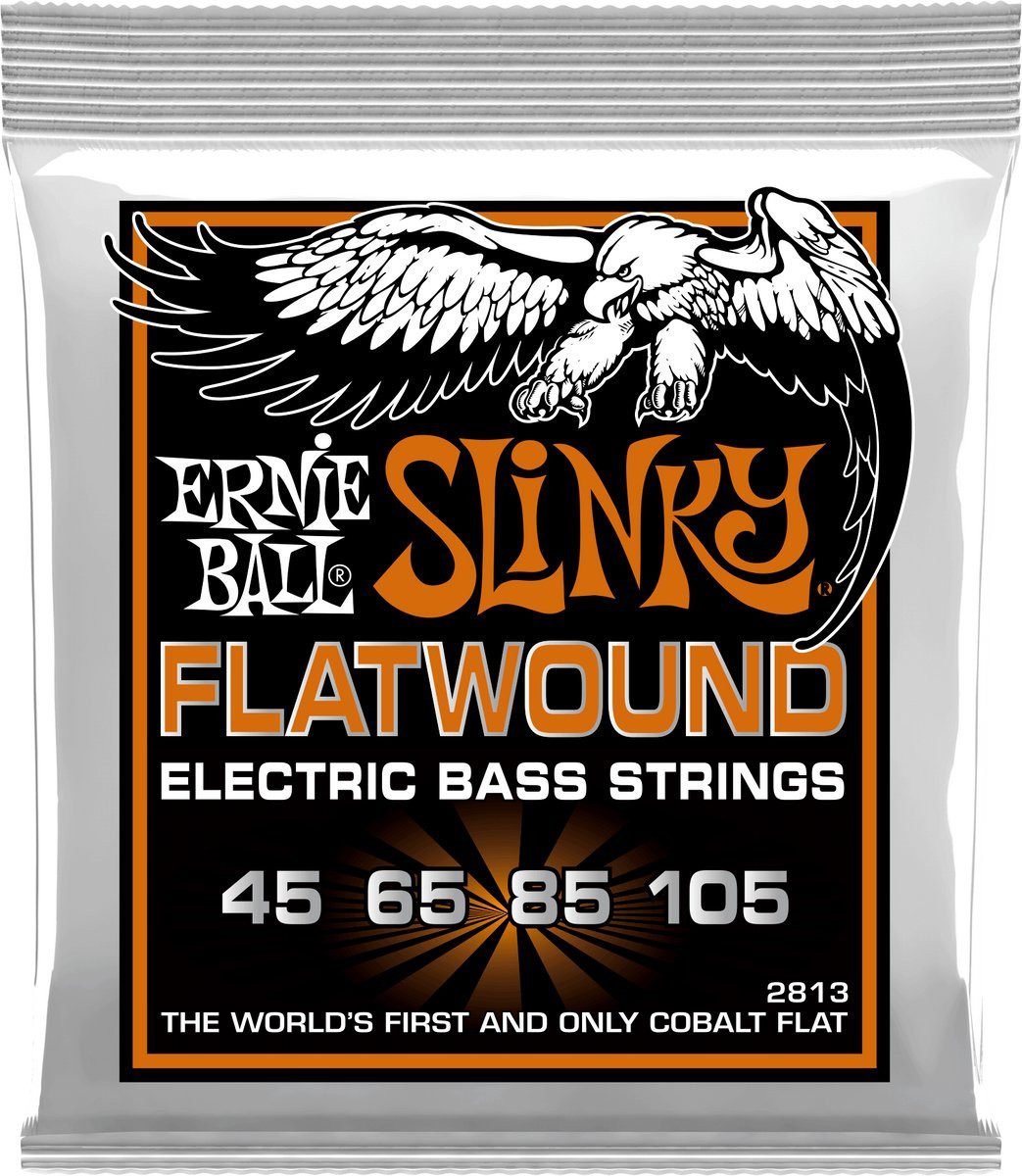 Ernie Ball Saiten Slinky Flatwound Bass - Hybrid Slinky - 45-105, (Packung, 1-tlg), ohne Beschichtung