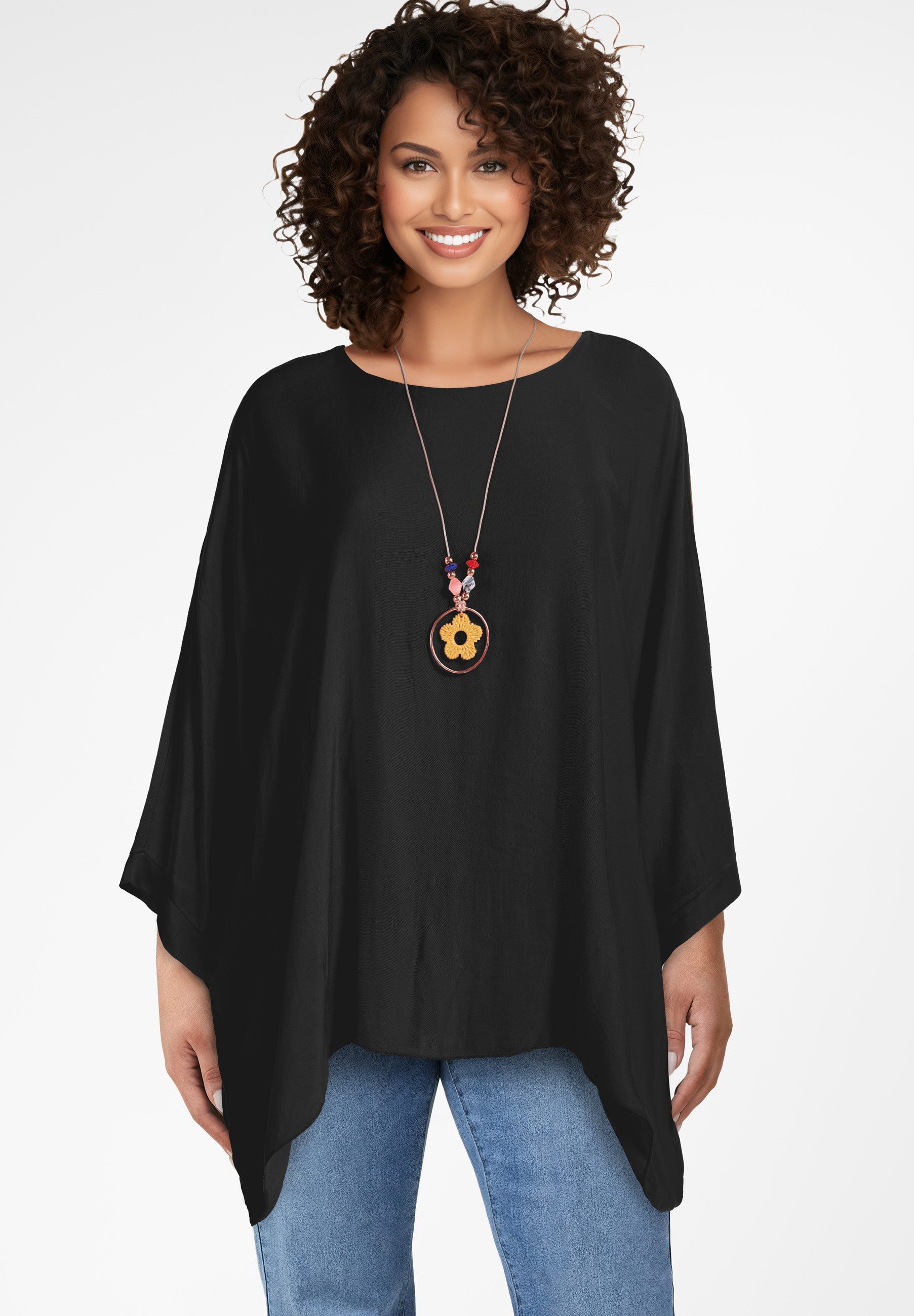 PEKIVESSA Tunika Blusentunika oversized mit Fledermausärmel günstig online kaufen