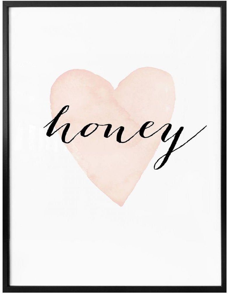 Wall-Art Poster Herz Honig Honey, Schriftzug St), Bild, Wandposter Schriftzug (1 Poster, Wandbild