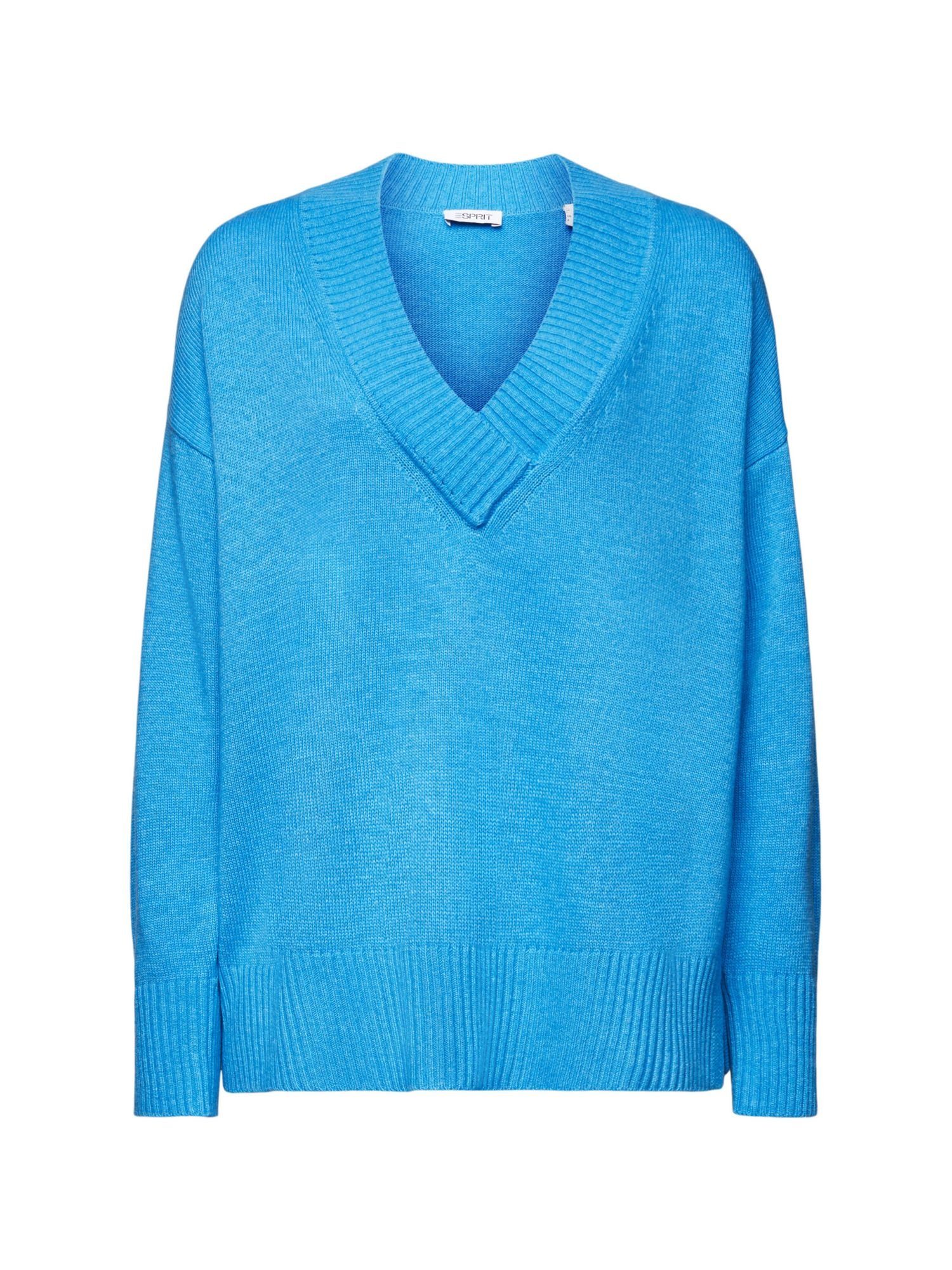 Pullover Esprit aus BLUE V-Ausschnitt Wolle-Kaschmir-Mix mit V-Ausschnitt-Pullover