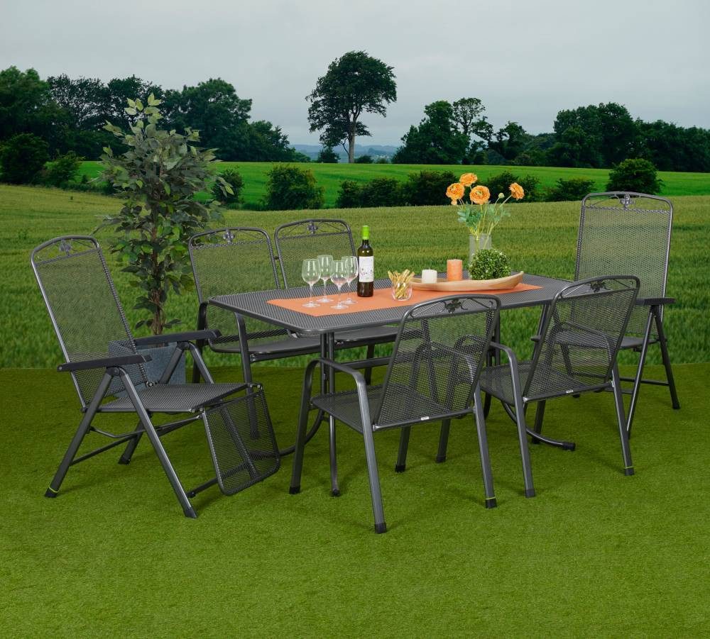 MWH Gartenstuhl MWH Stapelstuhl Savoy eisengrau Stahlgestell, Stapelbar witterungsbeständig – Bild 4 von 5