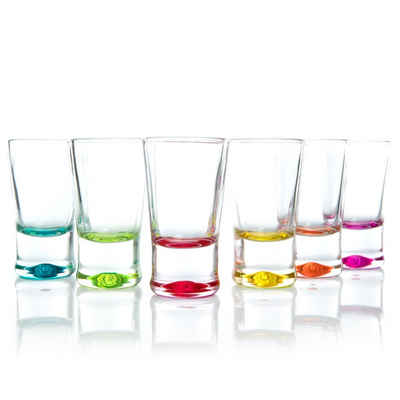 BigDean Schnapsglas 24x Schnapsgläser 4cl farbige Shotgläser Spülmaschinenfest Stamperl, Glas