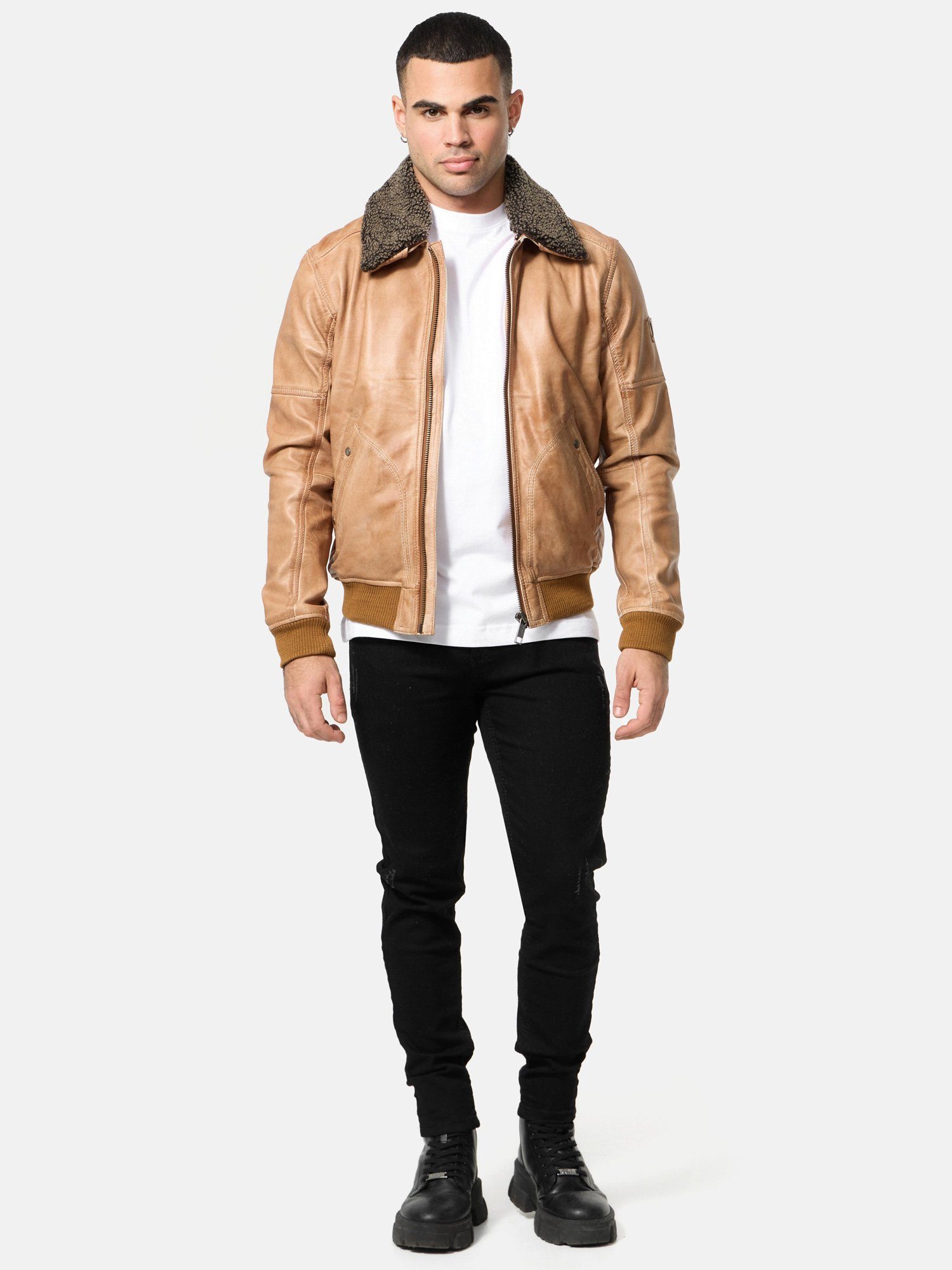 Tazzio Lederjacke A801 mit abnehmbarem Fell