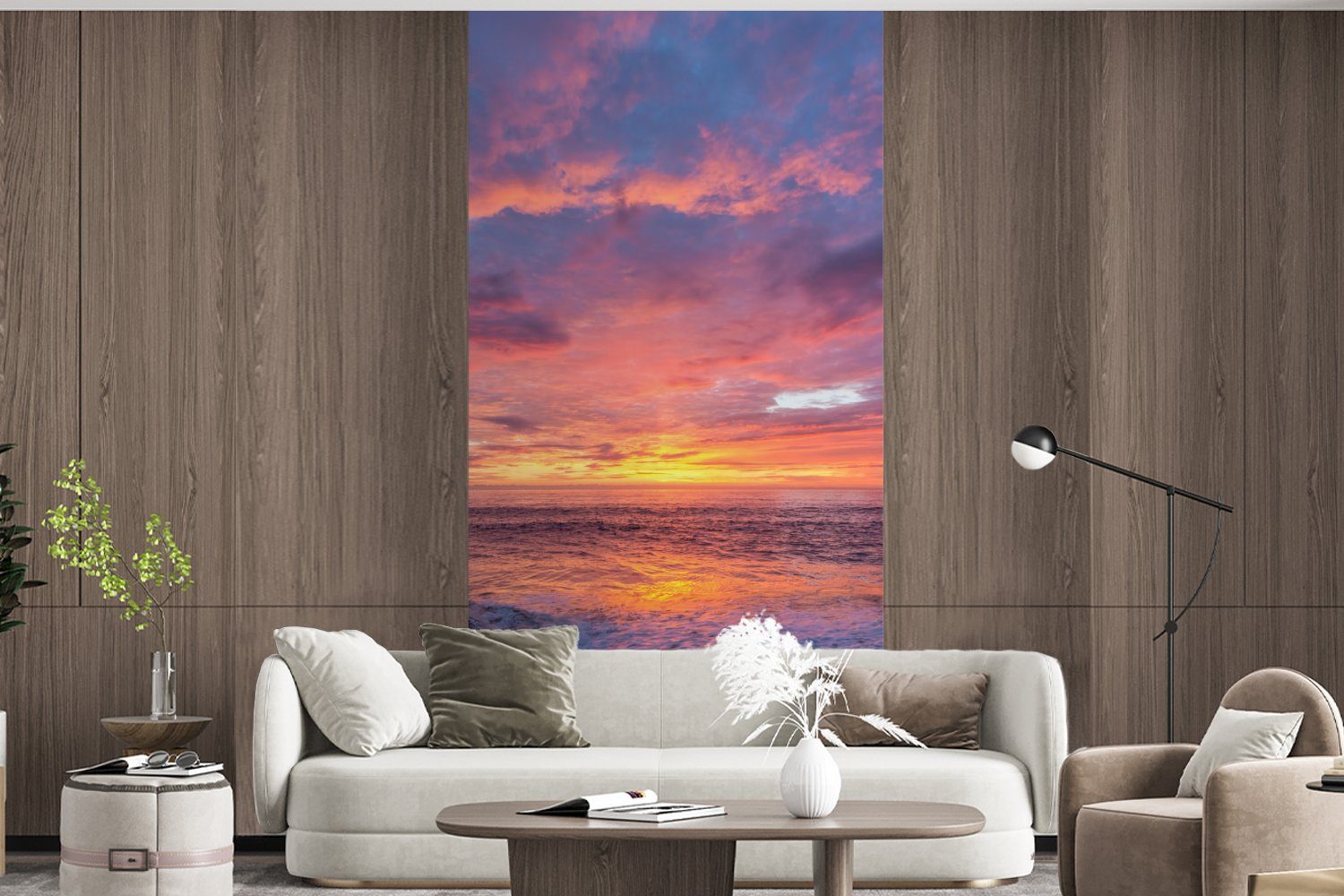 Meer Fototapete Sonnenuntergang, Küche, bedruckt, Strand Vliestapete - Matt, St), Wohnzimmer für - (2 Fototapete MuchoWow Schlafzimmer