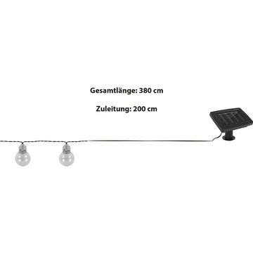 Bestlivings LED-Lichterkette Solar LK-47364, Glühbirnen Optik (10 Stück) 380cm, wetterbeständige, Solar-Gartenlicht