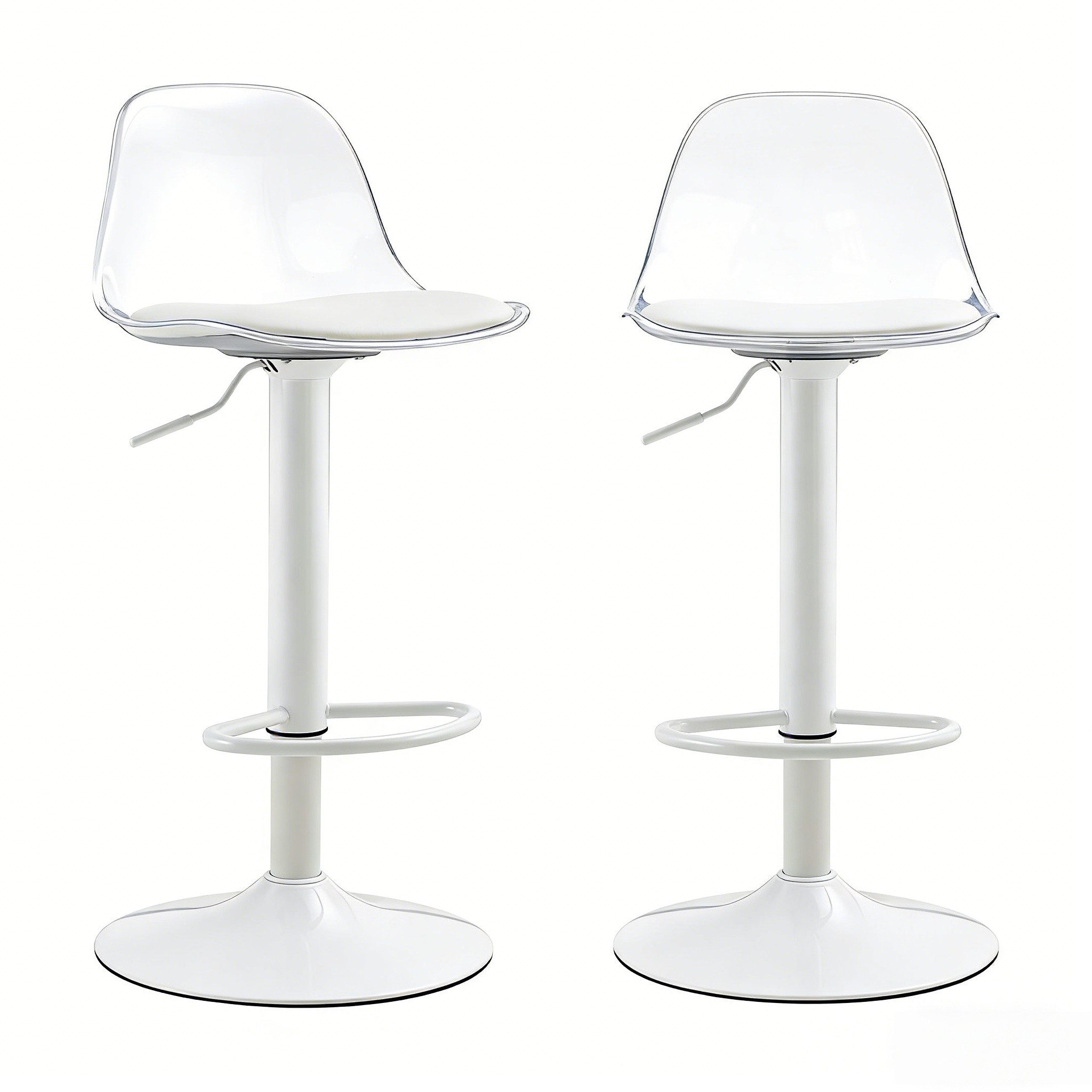 gopop Barhocker Thekenstuhl 2er Set, Transparenter Design mit Rückenlehne (2 St), höhenverstellbar & 360° drehbar – ideal für Küche & Barbereich
