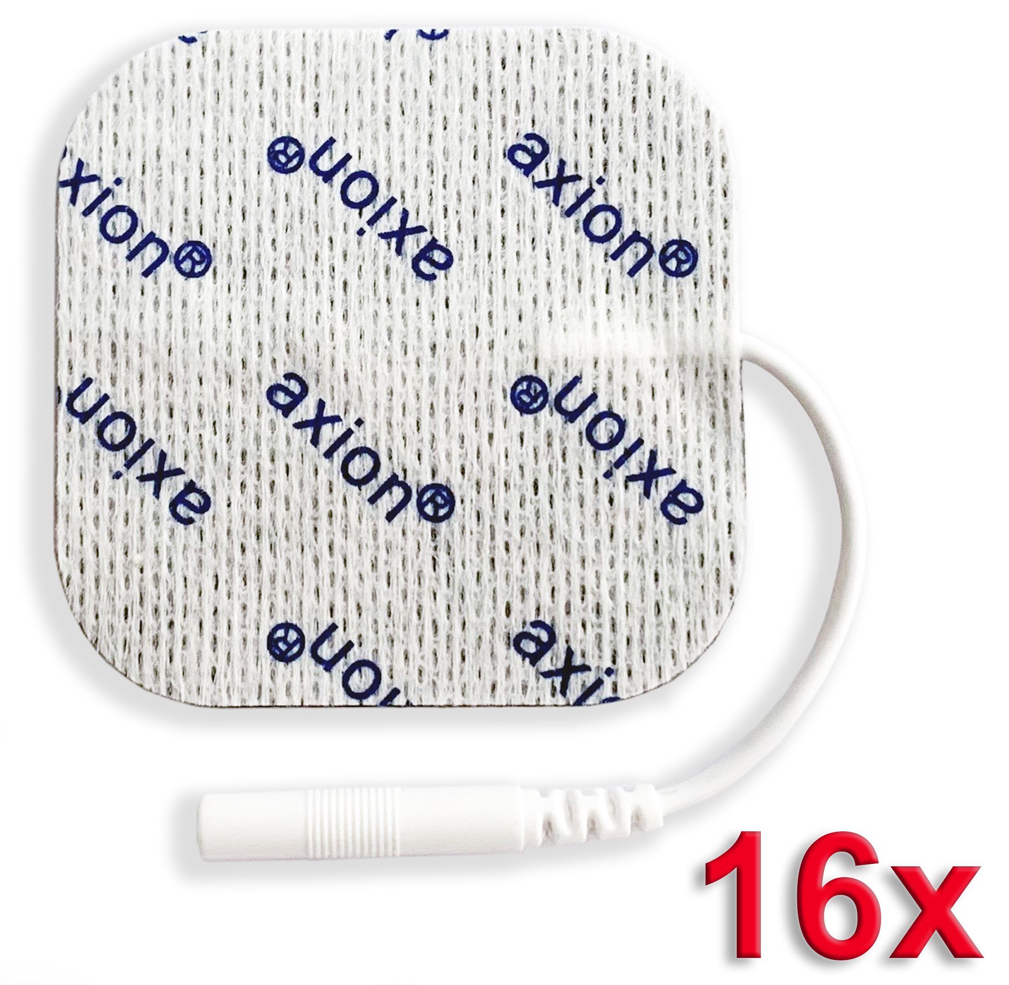 Axion Elektrodenpads passend zu Prorelax, Promed, axion - 5x5cm, 2mm Steckanschluss, 16 St.,selbstklebende TENS EMS Elektroden