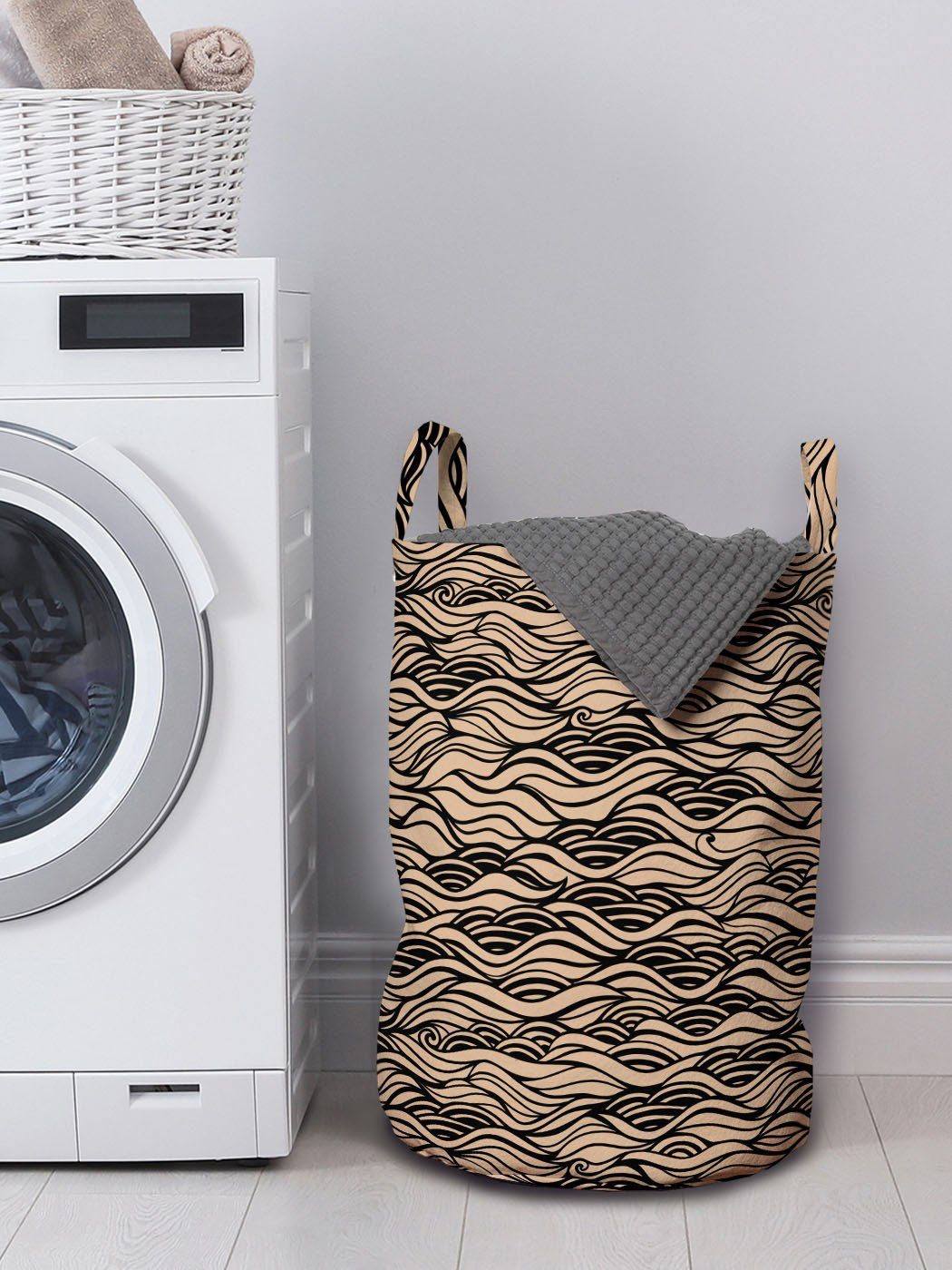 Abakuhaus Wäschesäckchen Wäschekorb Kunst Abstrakt Swirl Tangled Waschsalons, Waves für Kordelzugverschluss Griffen mit