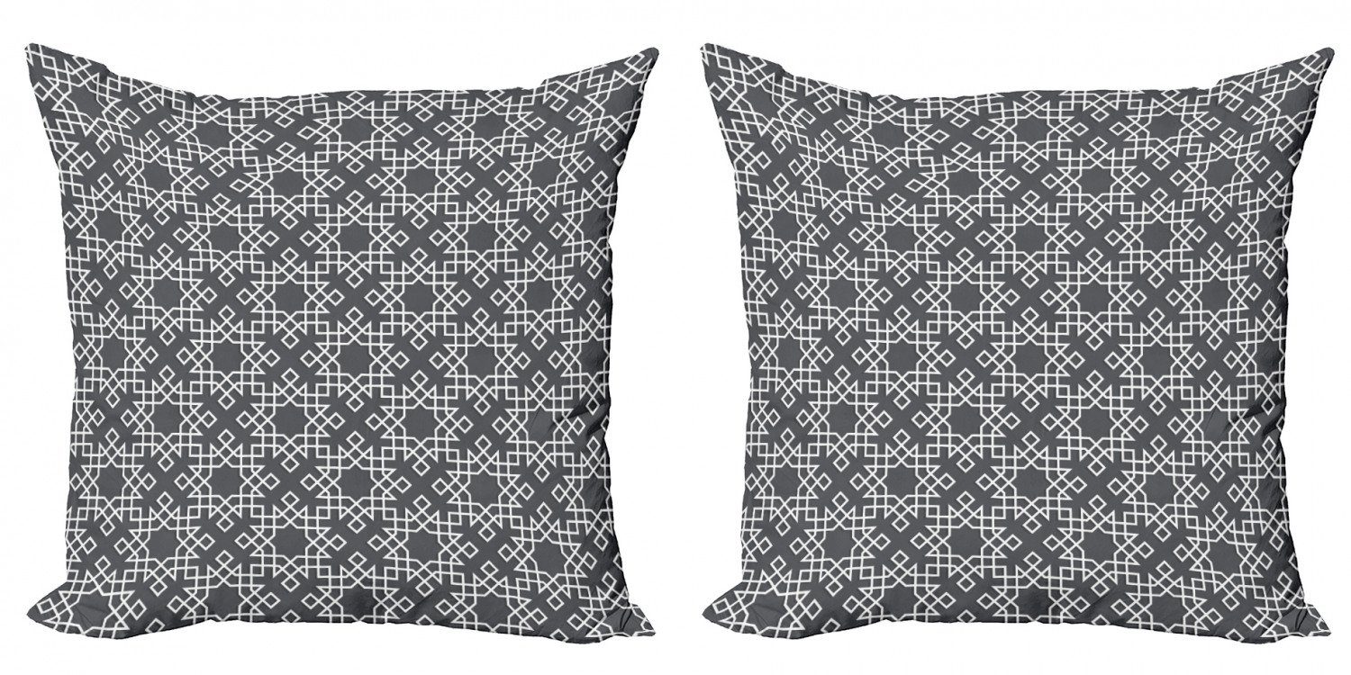 Kissenbezüge Modern Accent Doppelseitiger Digitaldruck, Abakuhaus (2 Stück), Grau und Weiß star Tile