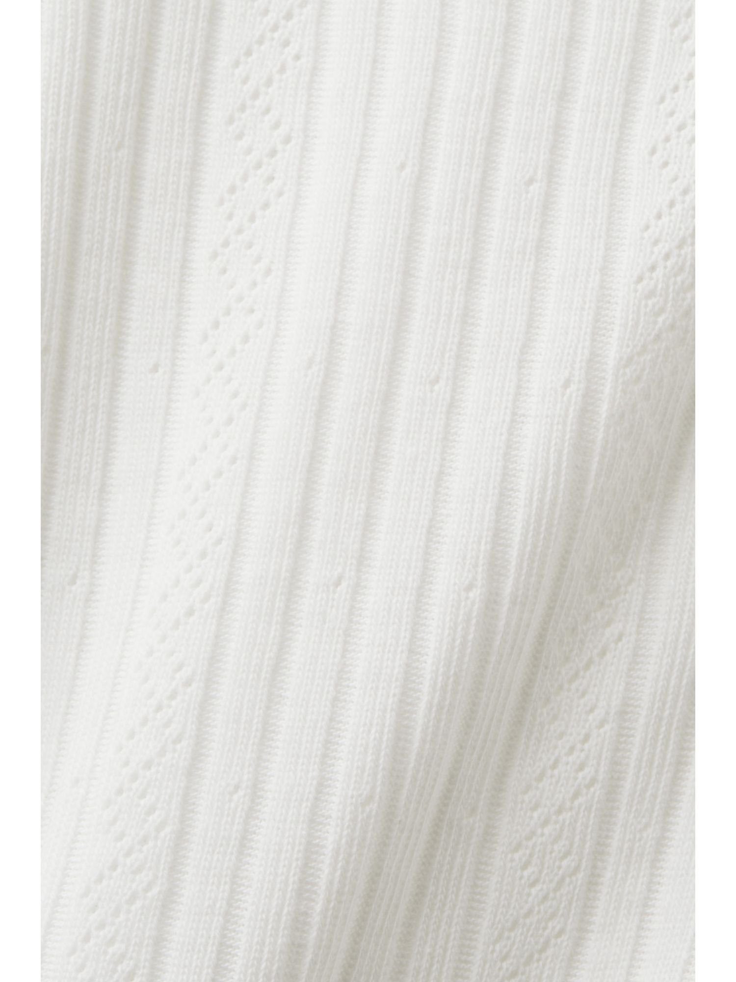 (1-tlg) OFF Esprit Langarmshirt WHITE Baumwollmix aus Oberteil Geripptes
