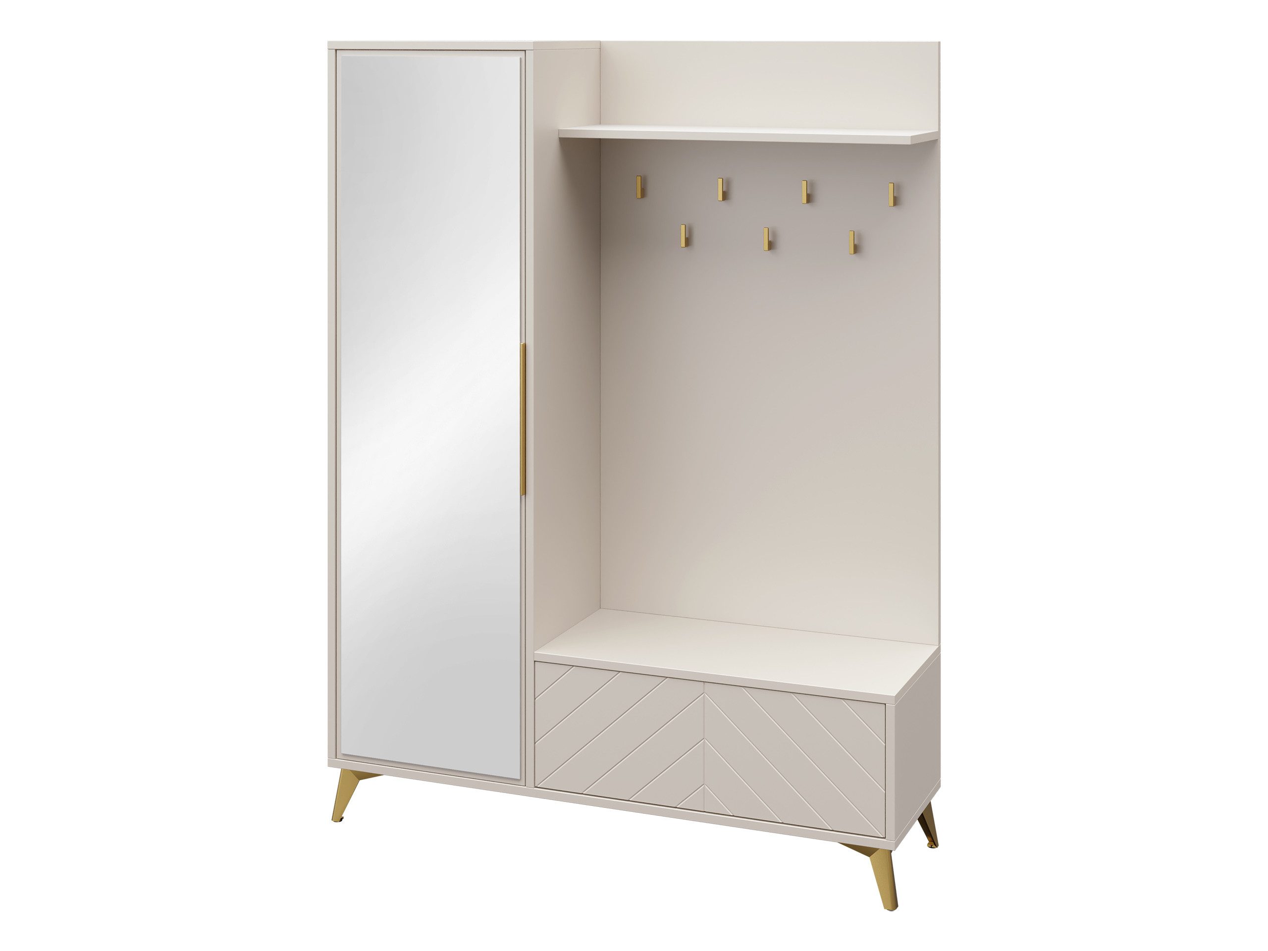 MIRJAN24 Garderoben-Set Xylix 1D1K, (mit Drehtür und Klappe), 134x40x180 cm, Frontspiegel – Bild 3 von 5