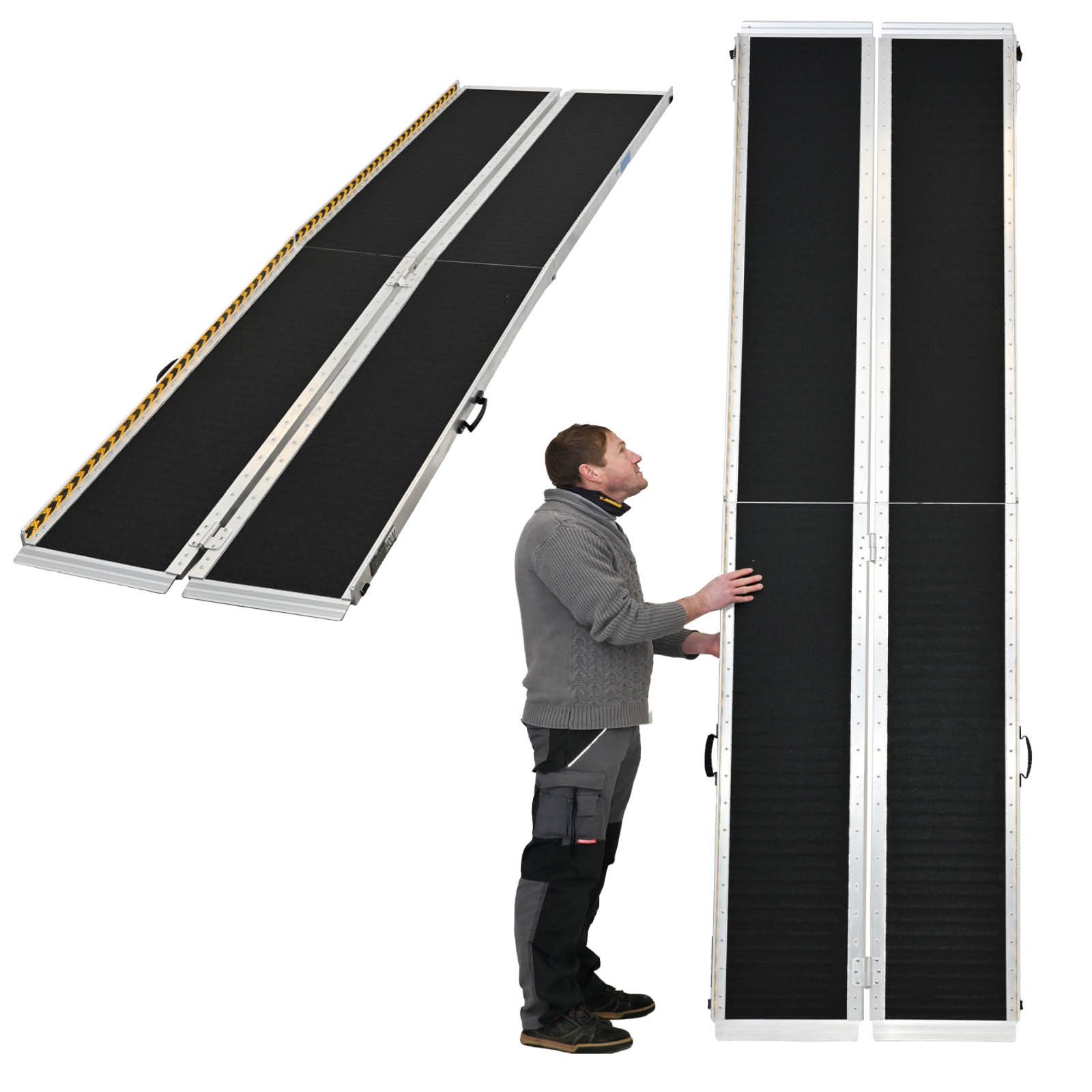 TRUTZHOLM Auffahrrampe Alu 2-fach klappbar 305 cm Traglast 272 kg Antirutsch beschichtet (Stück, 1-St), Friktionsbeschichtung