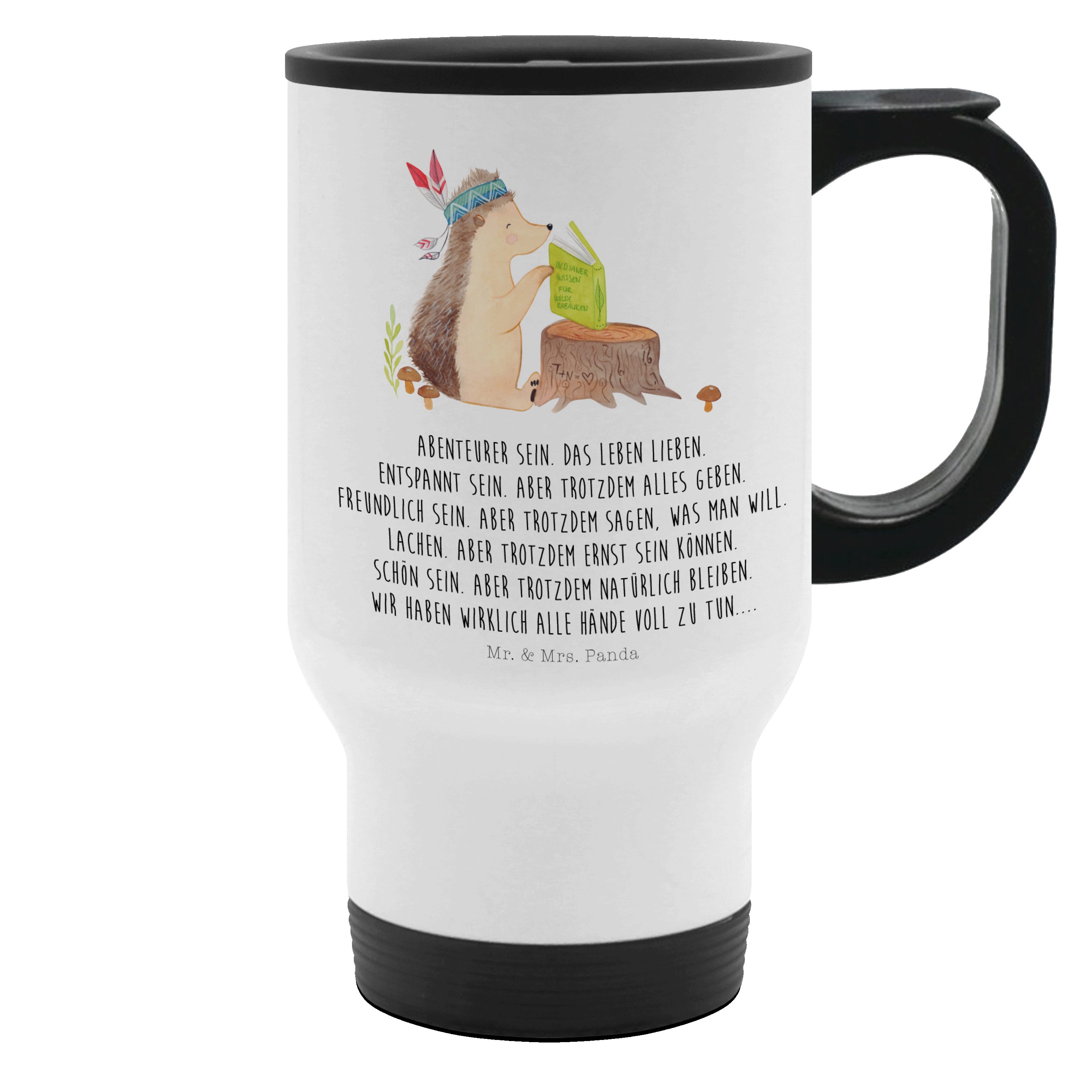 Mr. & Mrs. Panda Thermobecher Igel Federschmuck, thermosbecher, Weiß, Thermobecher, thermosbecher, 1-tlg., Edelstahl