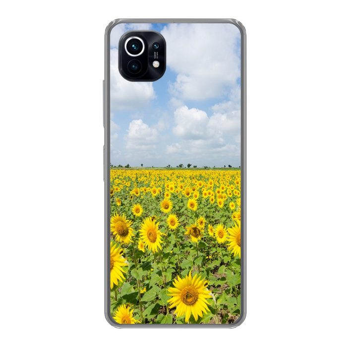 MuchoWow Handyhülle Sonnenblumen - Blumen - Wolken - Natur - Gelb - Landschaft Phone Case Handyhülle Xiaomi Mi 11 Silikon Schutzhülle