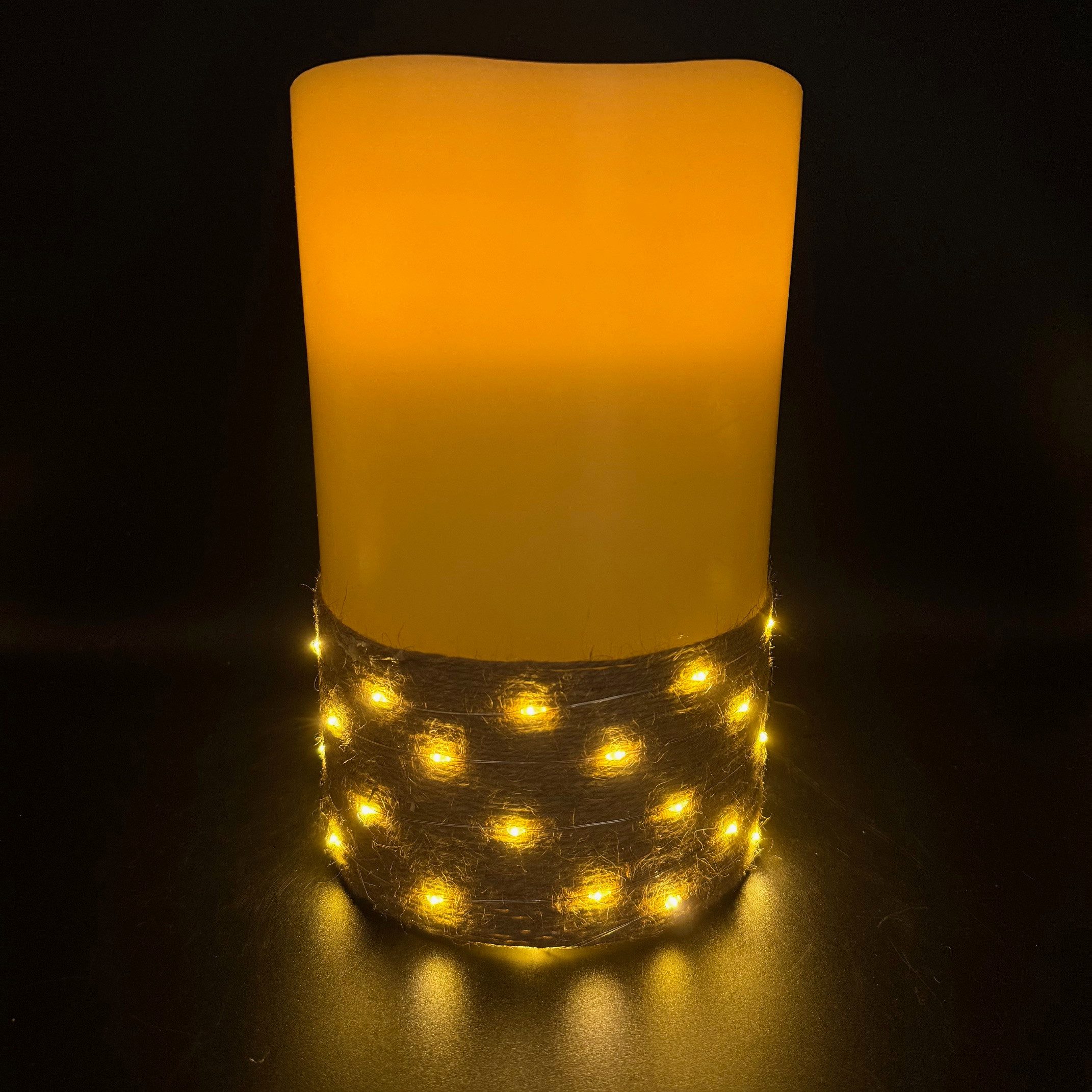 LED-Kerze - große maritime Deko Bodenkerze mit Lichterkette und Timer
