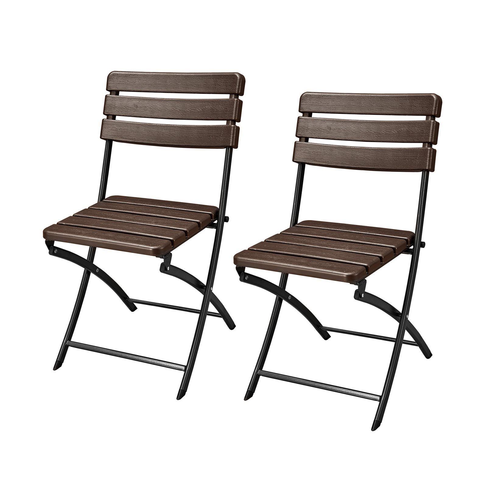 SVITA Gartenstuhl 2er Set Gartenstuhl klappbar, Klappstuhl Balkon, Kunststoff, Holzoptik, Braun
