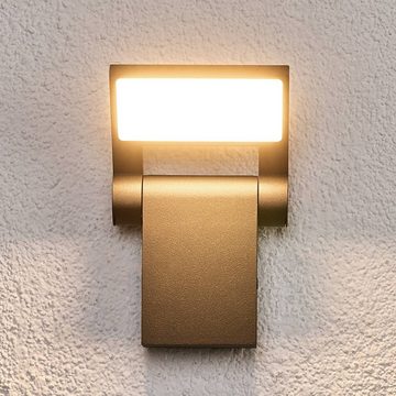Lucande LED Außen-Wandleuchte Marius, LED-Leuchtmittel fest verbaut, warmweiß, Modern, Aluminium, Kunststoff, grafitgrau, weiß, 1 flammig, inkl.