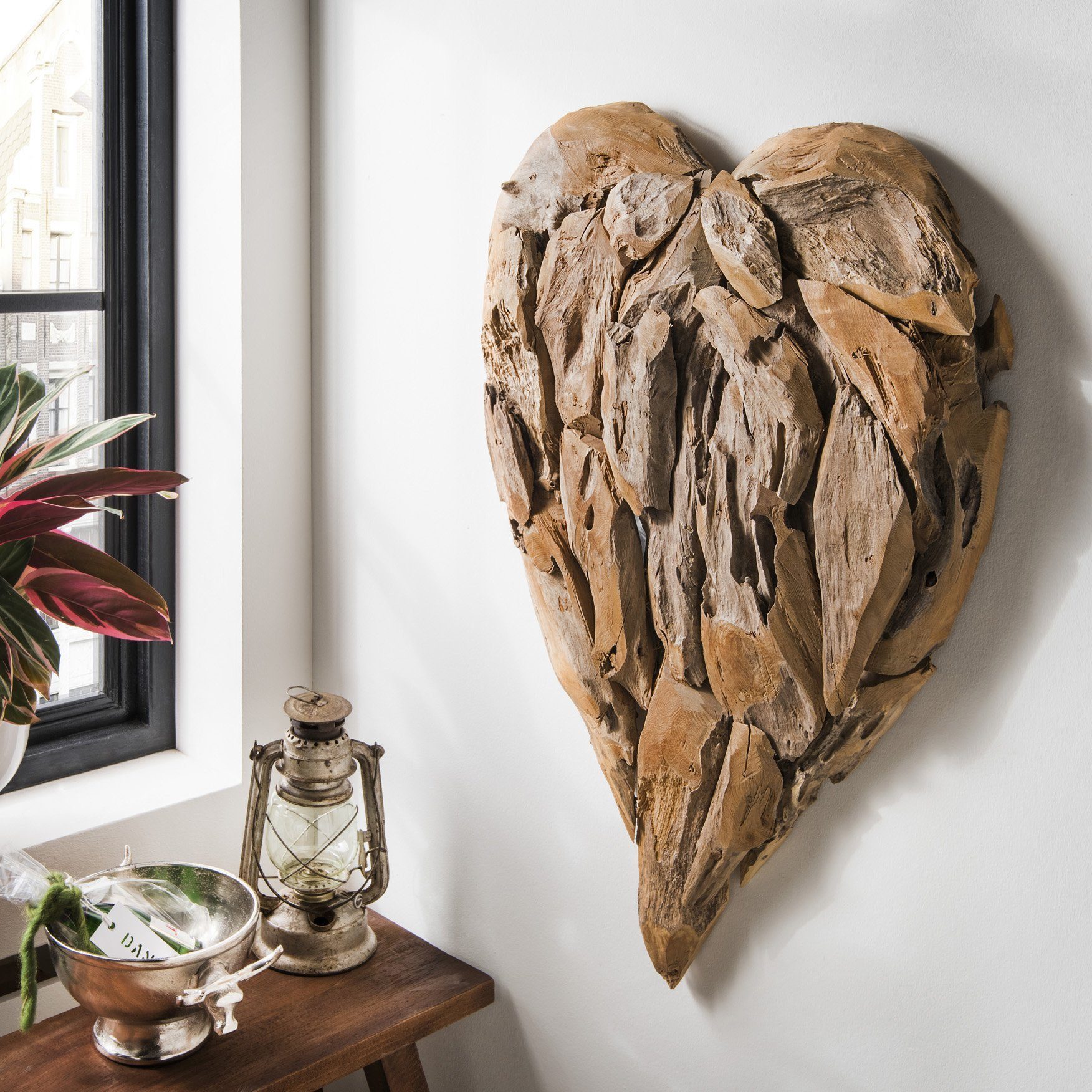 More2Home Wanddekoobjekt Wand-Deko, Herz, Teakholz, 90 günstig online kaufen
