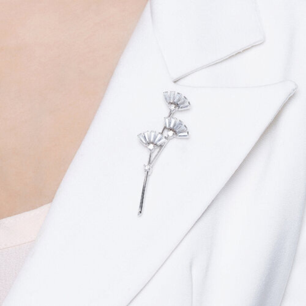 Secretforyou Anstecknadel Brosche Anstecknadel 925 Silber Zirkonia Steine Echtschmuck, 925 Sterling Silber