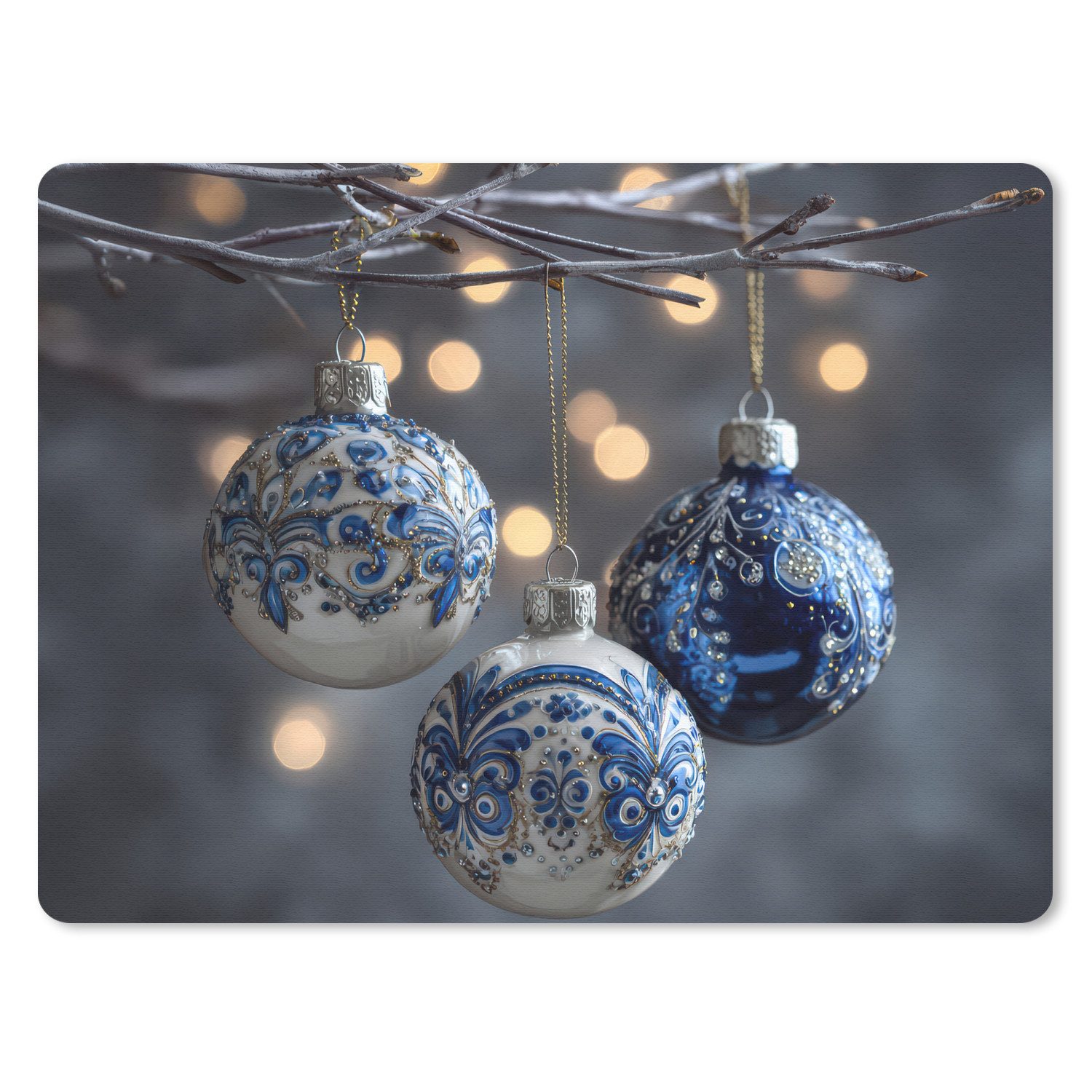 MuchoWow Mauspad Weihnachtskugel - Dekoriert - Blau (1-St), Büro für Tastatur und Maus, Mousepad Gaming, 40x30 cm