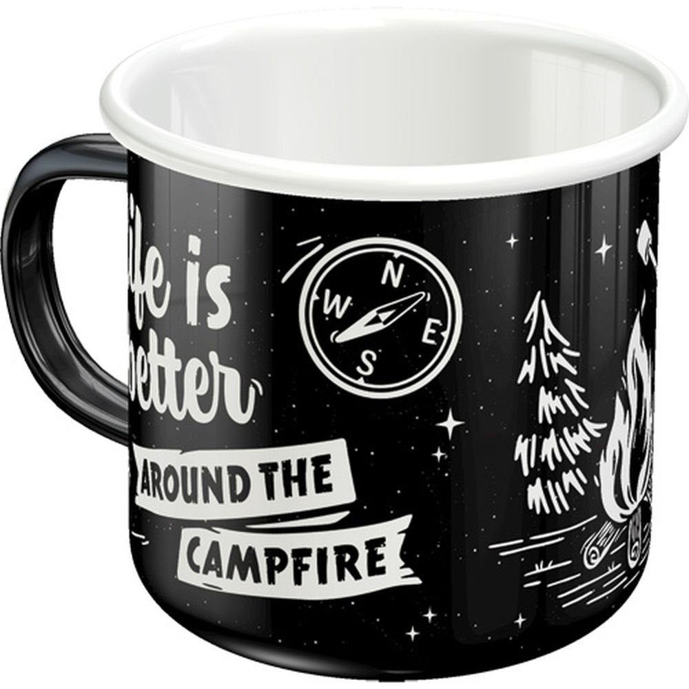 Nostalgic-Art Tasse Emaille-Becher - Life Is Better Around The Campfire