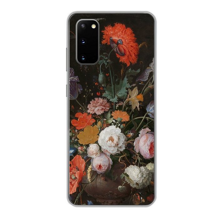 MuchoWow Handyhülle Stilleben mit Blumen und einer Uhr - Gemälde von Abraham Mignon Phone Case Handyhülle Samsung Galaxy S20 Silikon Schutzhülle