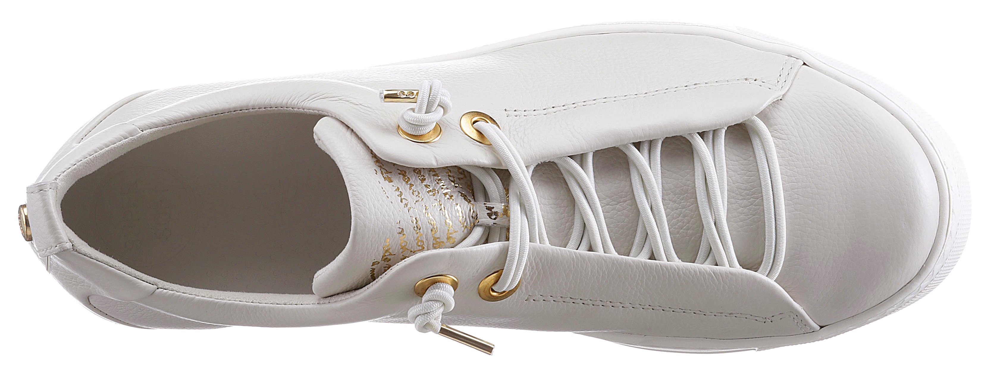 Paul praktischer Gummizugschnürung Slip-On Green Sneaker mit ivory-goldfarben
