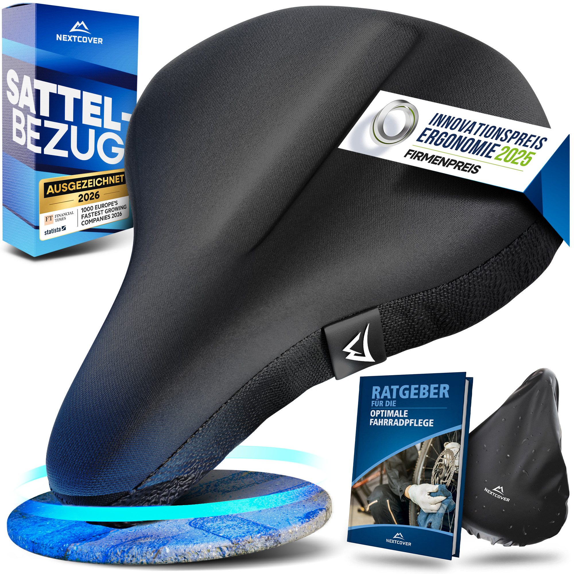 Nextcover Sattelbezug Universal Gel Sattelbezug Fahrrad inkl. Regenschutz