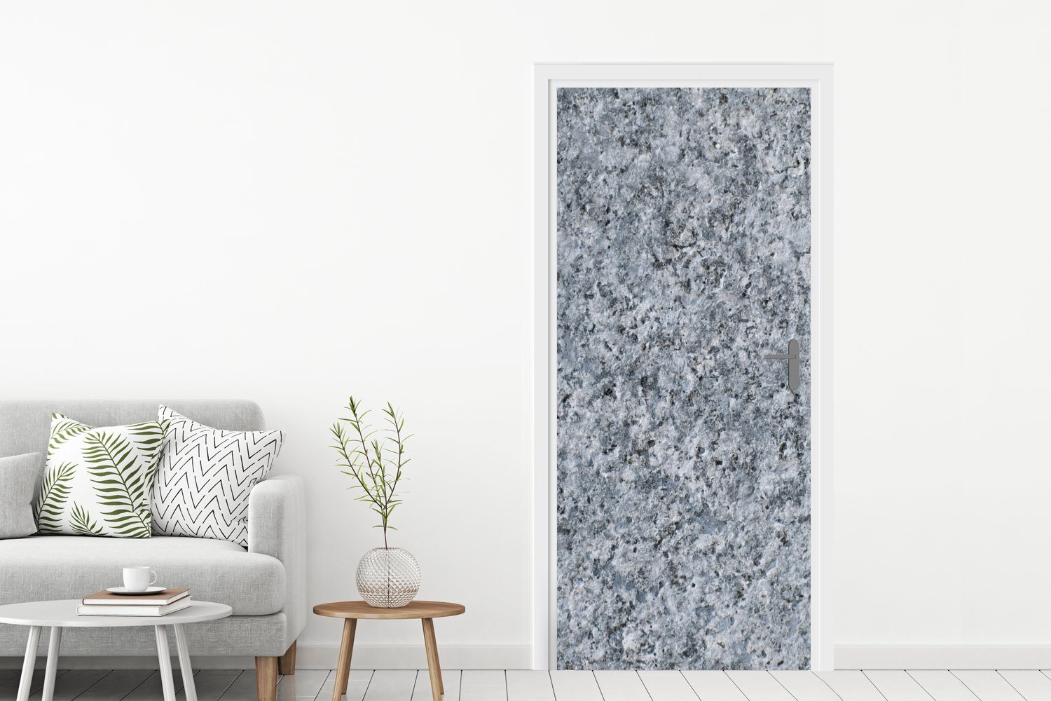 MuchoWow Türtapete Granit Türaufkleber, (1 Fototapete Tür, - Design - bedruckt, - Matt, 75x205 - Muster St), Grau, für Stein cm