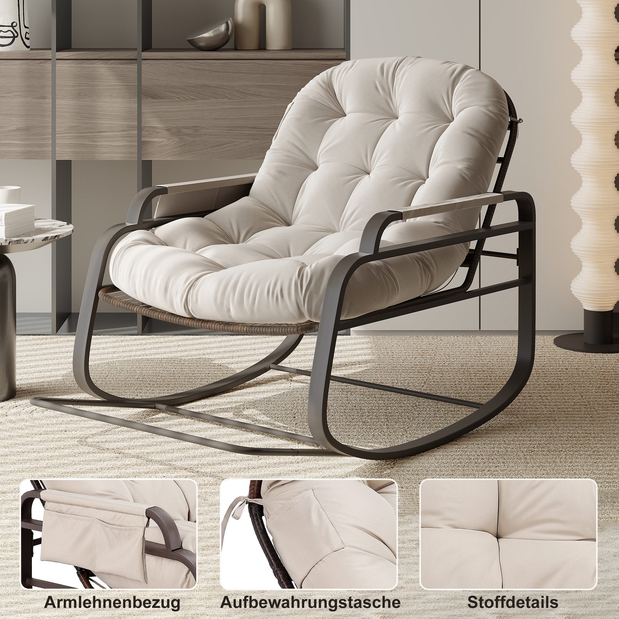 FUROKOY Schaukelstuhl Schaukelsessel Loungesessel (mit dickem & abnehmbarem günstig online kaufen