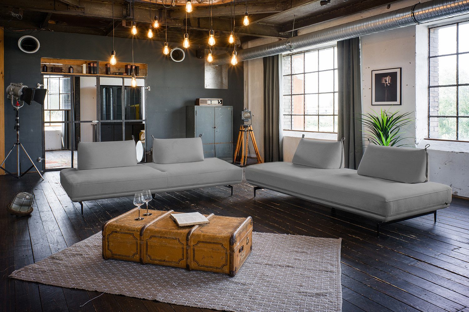 KAWOLA Ecksofa CANE, Schlafsofa Stoff, mit oder ohne Armlehnkissen, verschiedene Farben