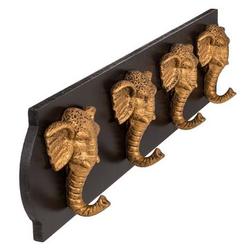 ReWu Türgarderobe Holz-Garderobe mit 4 Elefantenköpfen Garderobenhaken