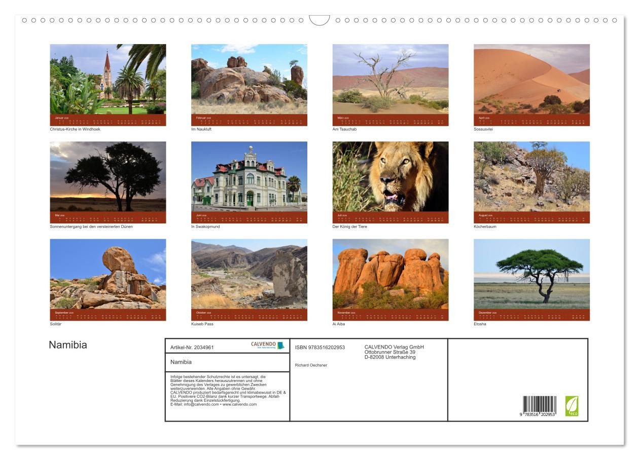 Thumbnail - CALVENDO Wandkalender Namibia (Wandkalender 2026 DIN A2 quer), CALVENDO Monatskalender