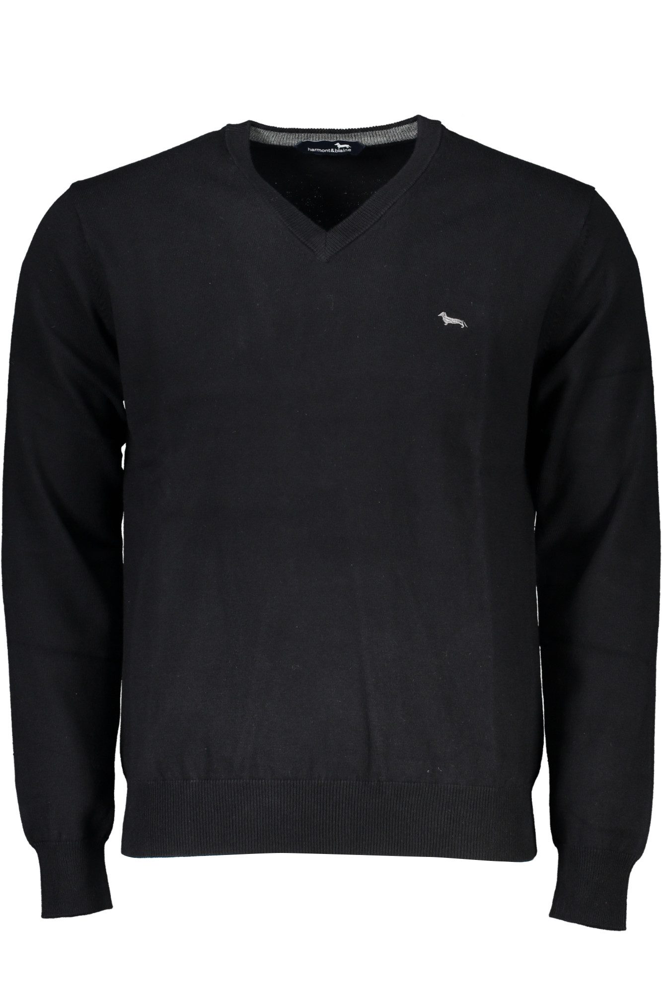Harmont & Blaine Вязаные свитера Schwarzer Herrenpullover mit V-Ausschnitt und Stickerei - Eleganz pur