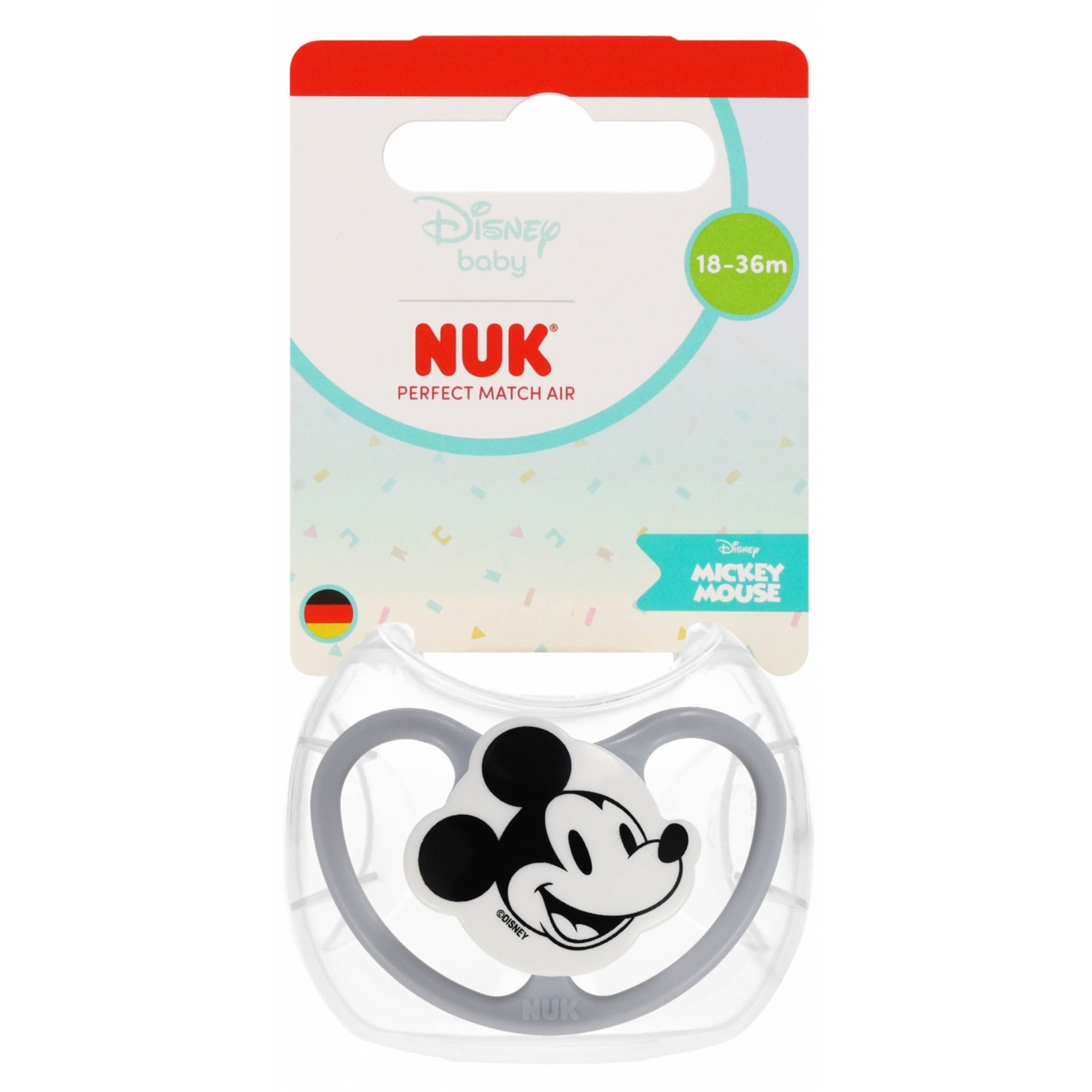 NUK Schnuller NUK Mickey Mouse Schnuller Silikon 18–36 Monate mit Etui