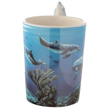 Puckator Tasse Delfin Tasse mit 3D Henkel Unterwasserwelt