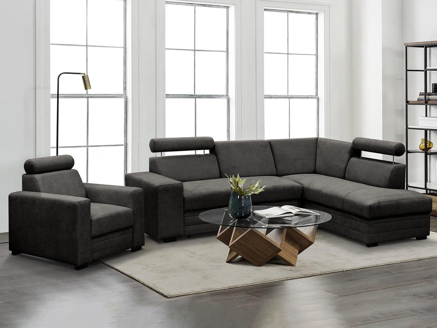 Beautysofa Polstergarnitur im modernen Stil, mit verstellbaren Kopfstützen günstig online kaufen
