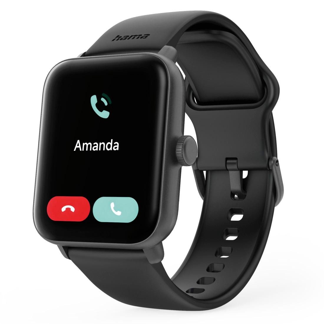 Hama Smartwatch 1,65“ mit GPS (Fitness, Telefonfunktion, Puls, wasserdicht) Smartwatch (1,65 Zoll)
