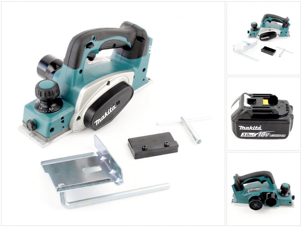 Makita Elektrohobel BKP 180 18V Li-ion Akku-Hobel + 1x Makita BL1830 B Akku