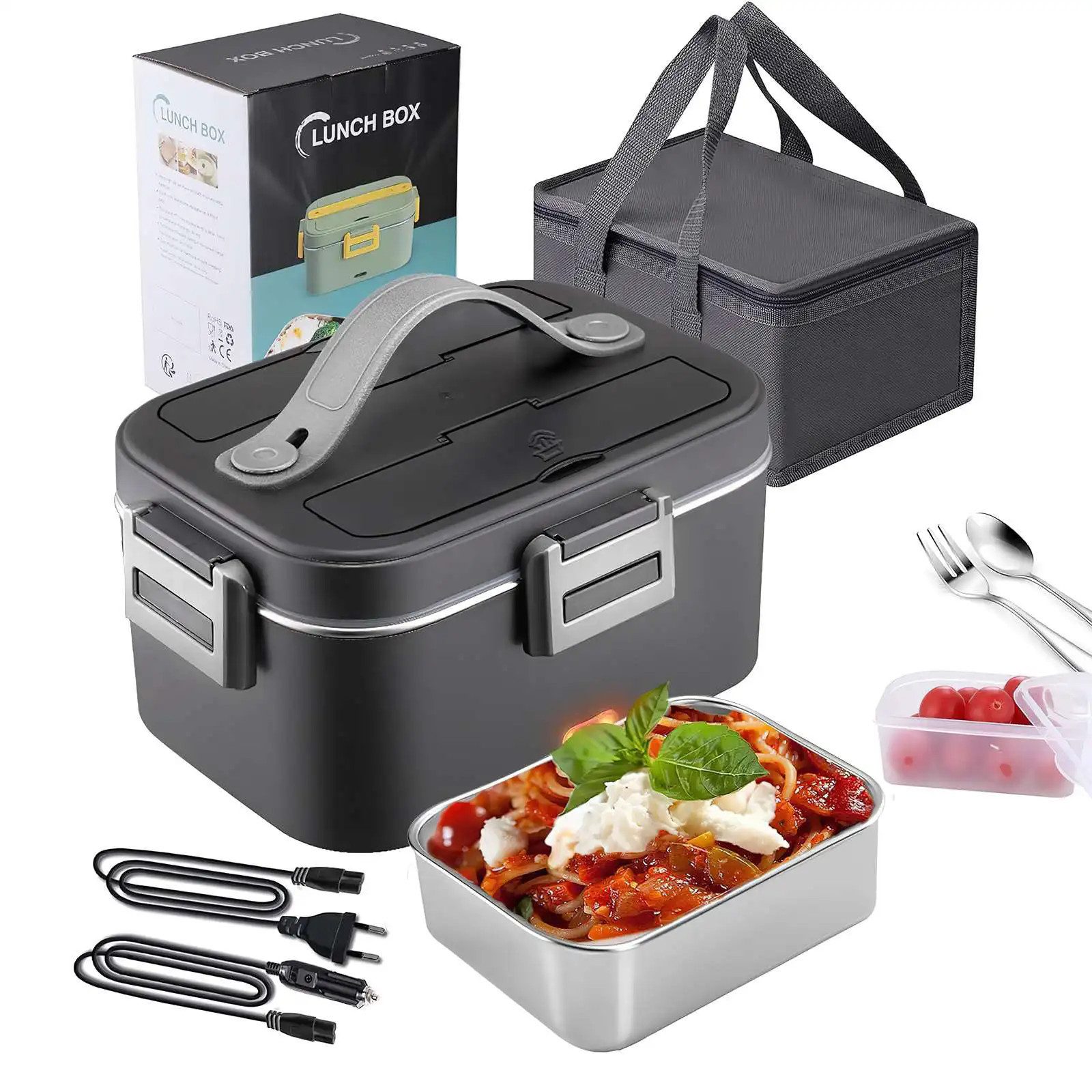 AKKEE Lunchbox Elektrische Lunchbox für Zuhause und Auto, 1,8 L Brotdose 220 V +12 V, Konstante Temperatur