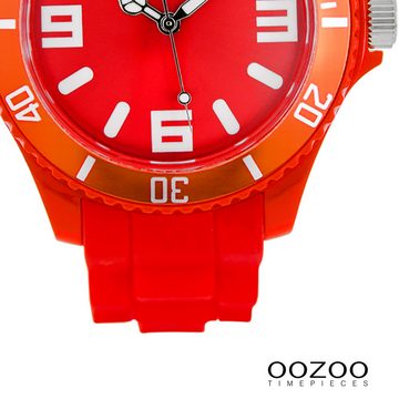 OOZOO Quarzuhr Oozoo Unisex Armbanduhr Vintage Series, (Analoguhr), Damen, Herrenuhr rund, groß (ca. 43mm) Silikonarmband rot