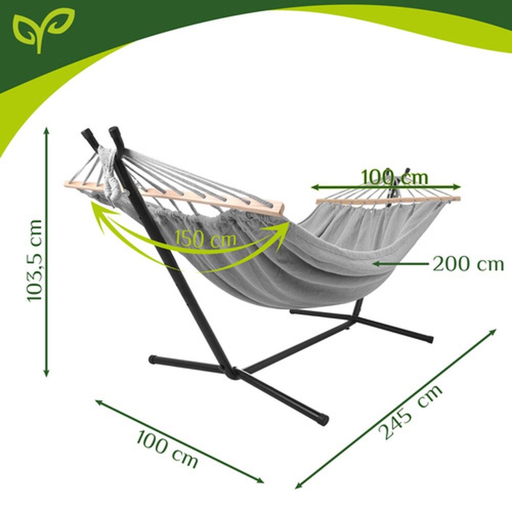 Gardlov Hängemattengestell Zwei-Personen-Gartenhängematte 200x150cm, (Spar-Set, 1-St., bis 250 kg), stabile, wetterbeständige Konstruktion für den Einsatz im Außenbereich