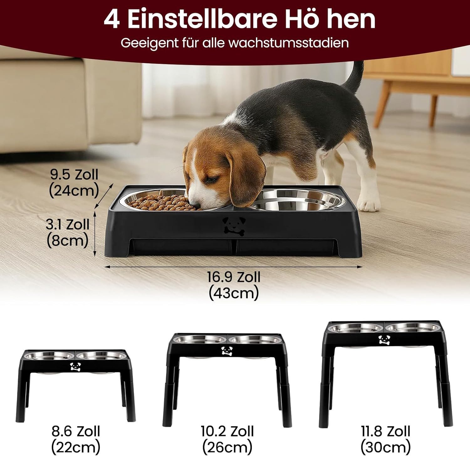 Youyijia Napf Höhenverstellbarer Hundenapf