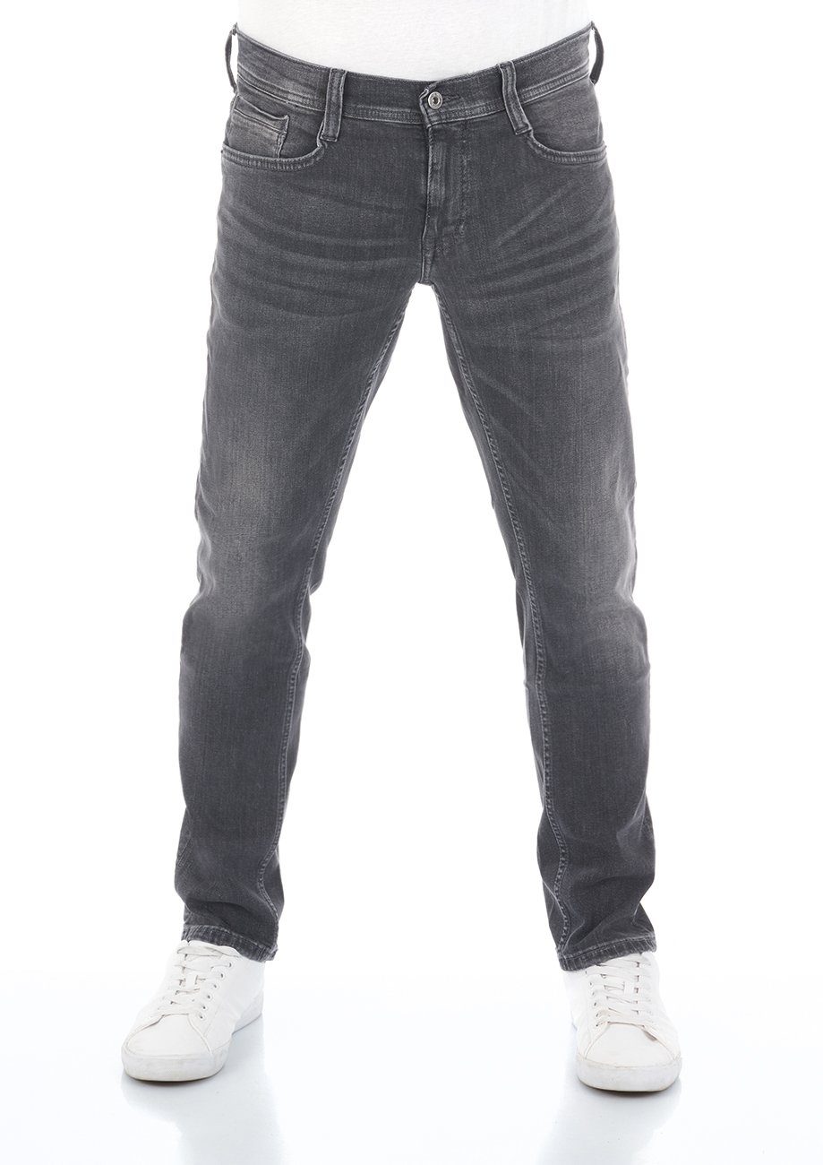 MUSTANG Tapered-fit-Jeans Herren Jeanshose Oregon Tapered Fit Denim Hose mit Stretch Used Black Denim (1009376-783)