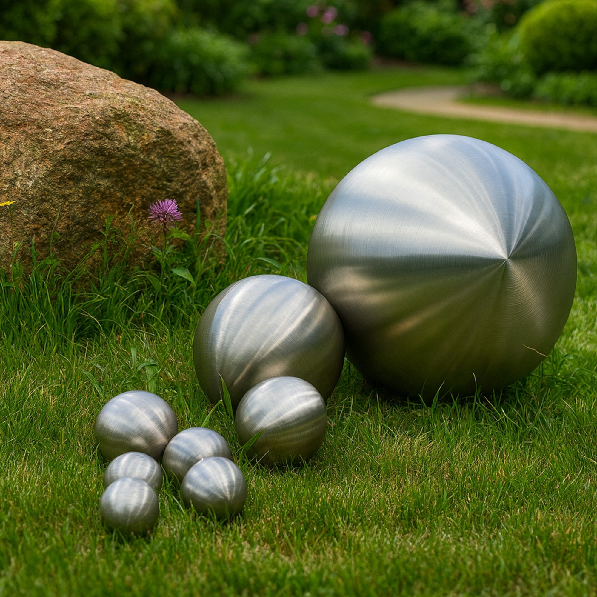 Köhko Dekokugel Edelstahlkugel 8er mattekugel Set Gartenkugeln Teichkugeln