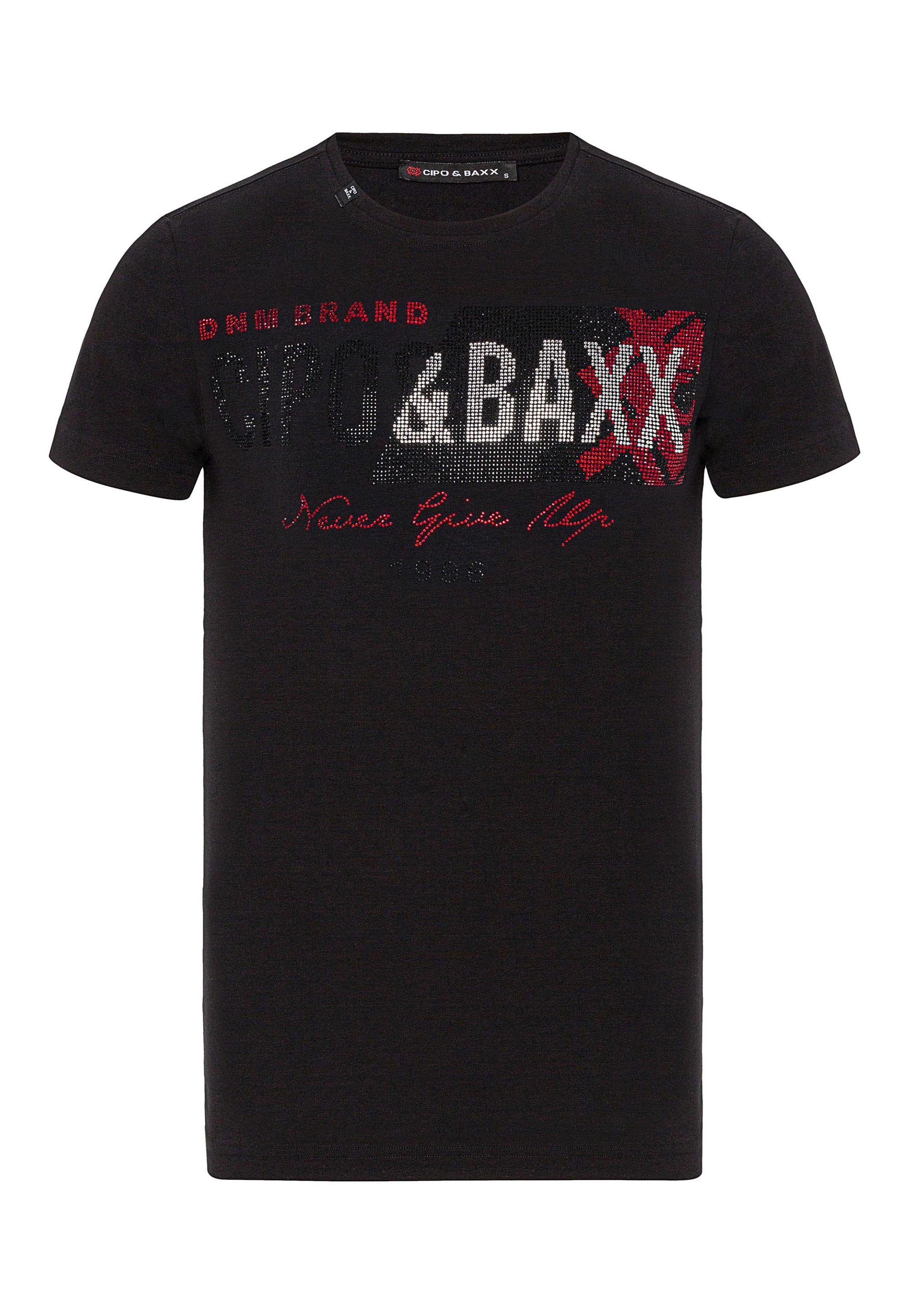 Markenprint T-Shirt mit großem Cipo & Baxx