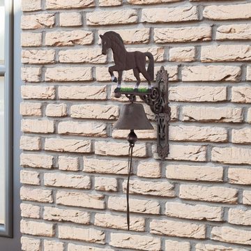 Moritz Gartenfigur Glocke Pferd, (Wandglocke), Gusseisen Türglocke Wandglocke Glocke Klingel Gong Antik Landhaus