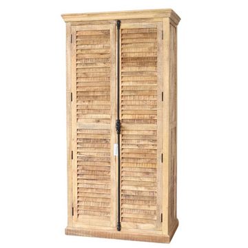 baario Kleiderschrank Kleiderschrank GUER braun 100cm Lamellenschrank Garderobe massiv Shabby Vintage Design